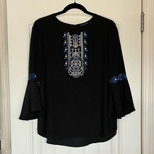 Ivanka Trump black Blouse with beautiful embroidery. Size S